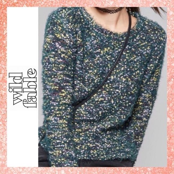 wild fable Sweaters - NEW Wild Fable Green Purple Fuzzy Sweater Medium M